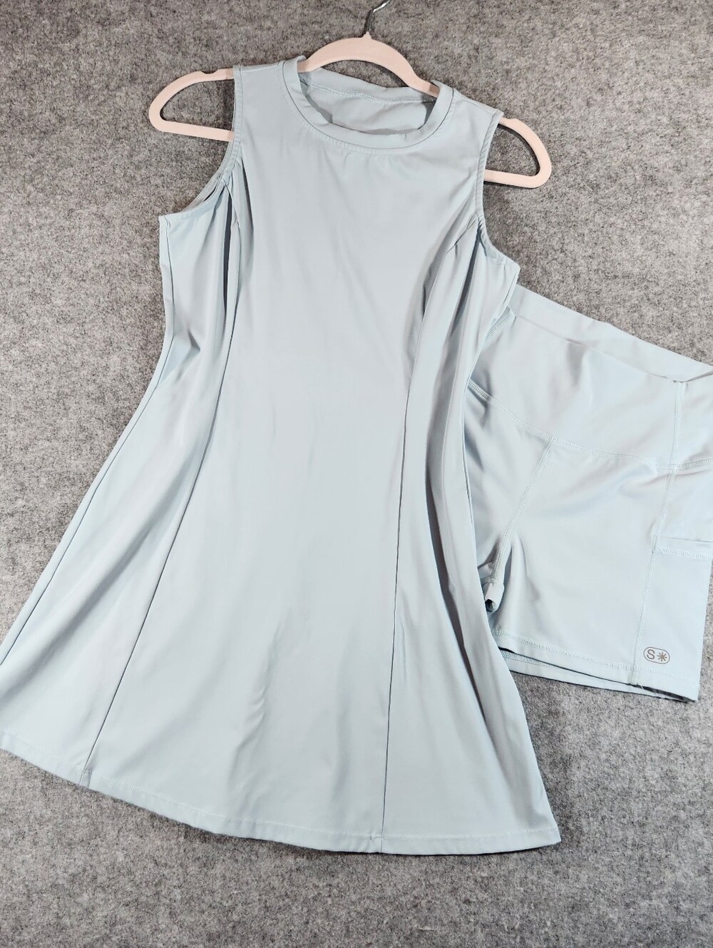 Stack Athletics Sleeveless Powder Blue Active Dress with Biker Shorts Small